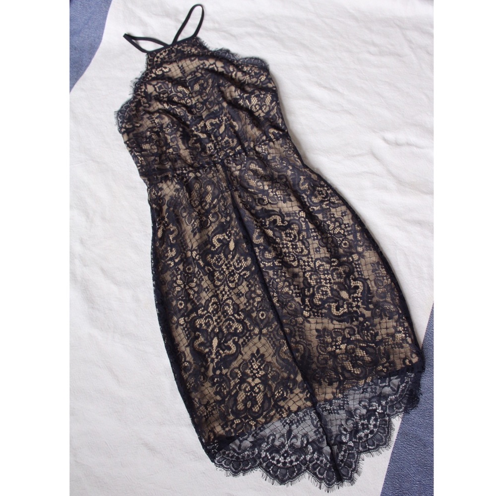 High Neck Blue Lace Dress